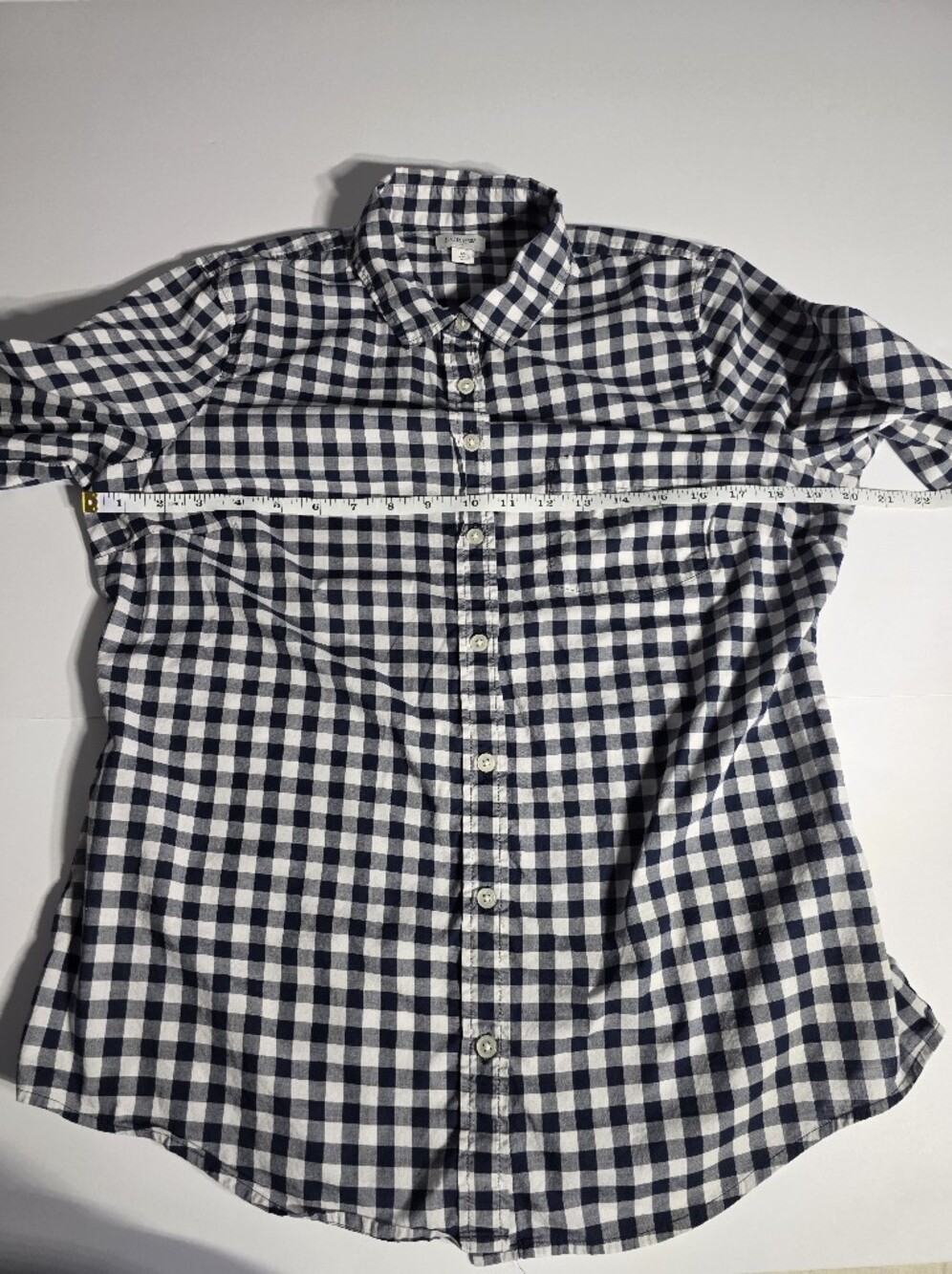 J. Crew Factory Navy gingham button-up shirt in signature fit Size M - Picture 11 of 12